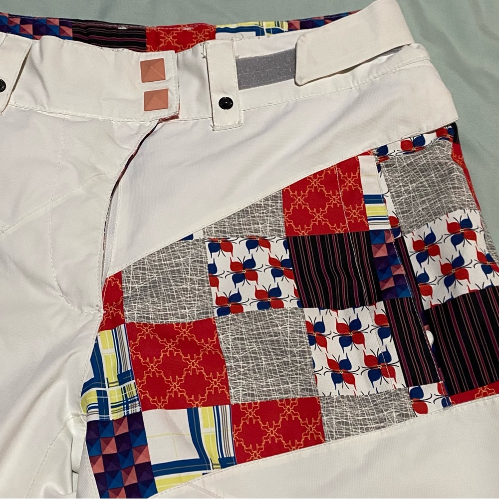 Cross Sweden Ski Pants Snowboard Size M White Red Blue Fleece Lined 35x33 Winter